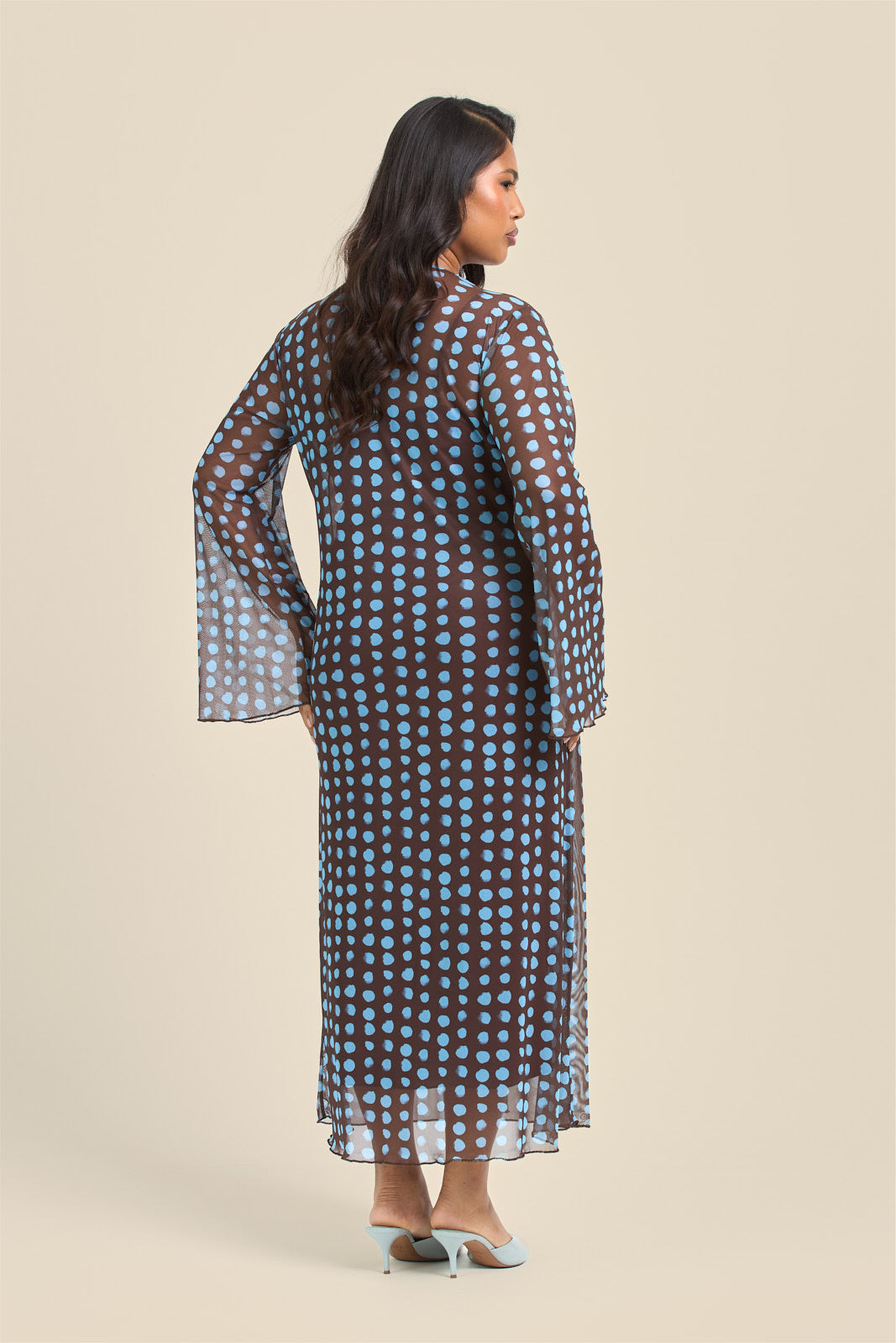 Plus Size Chocolate Brown Polka Dot Mesh Maxi Dress – Fashion//SZN