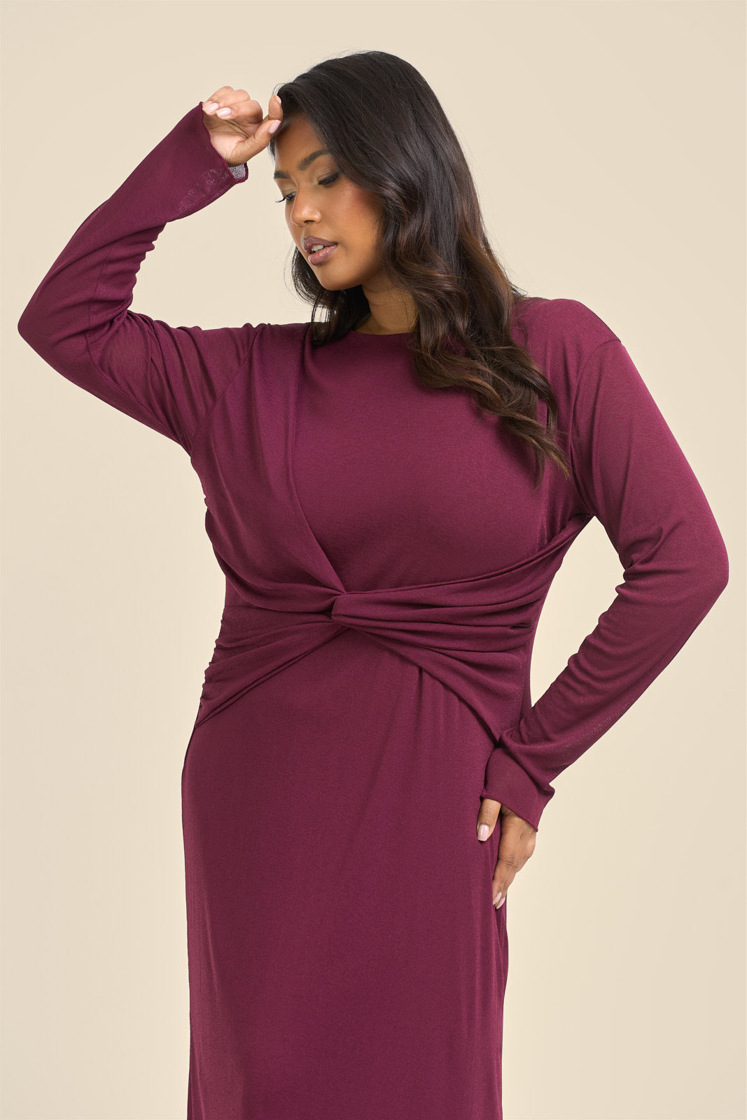 burgundy twist front dress Burgundy Twist Dress 3XL / Burgundy