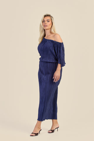 Curve Plisse Drop Shoulder Midaxi Dress