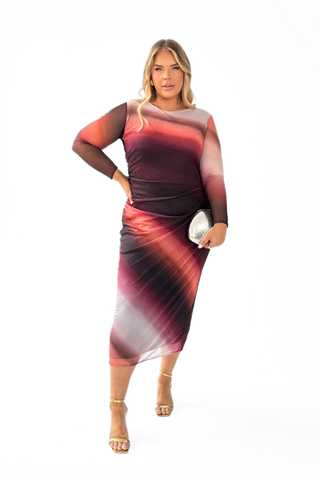 Curve Ombre mesh midi dress