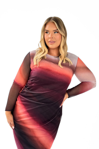 Curve Ombre mesh midi dress