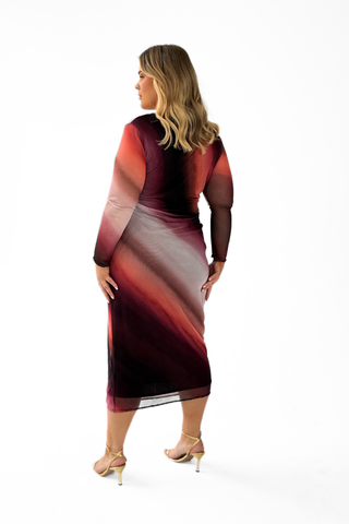 Curve Ombre mesh midi dress