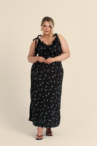 Curve Ditsy Print Strappy Midi Dress