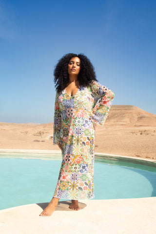 Curve Twist Front Tile Print Sculpting Swimsuit