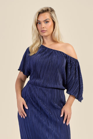 Curve Plisse Drop Shoulder Midaxi Dress