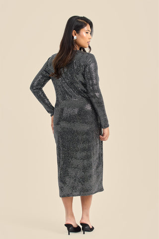 Curve sequin twist and drape midiaxi dress