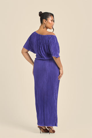 Curve Drop Shoulder Plisse Midaxi Dress