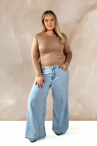 Curve long sleeve layering basic in camel