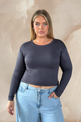 Curve long sleeve layering basic in Slate grey