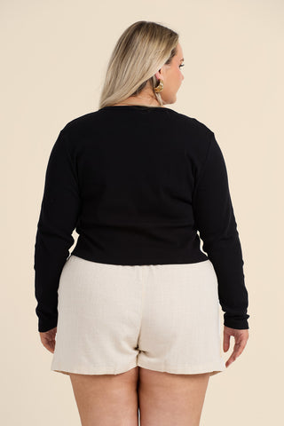 Curve Ribbed Notch Neck Top