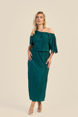 Curve Plisse Drop Shoulder Midaxi Dress