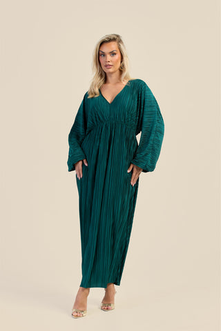 Curve Plisse Balloon Sleeve Maxi Dress