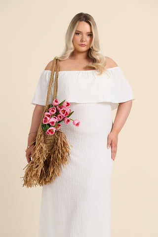 Curve Textured Bardot Resort Maxi Dress