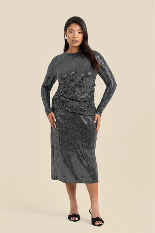 Curve sequin twist and drape midiaxi dress