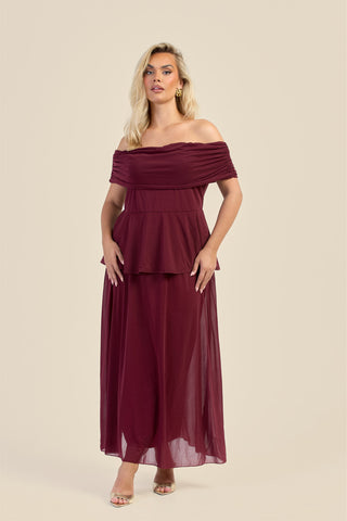 Curve Gathered Bardot Peplum Top