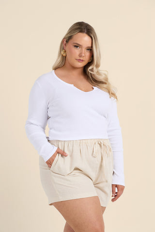 Curve Ribbed Notch Neck Top