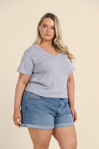 Curve V Neck Cotton Tee