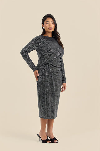 Curve sequin twist and drape midiaxi dress
