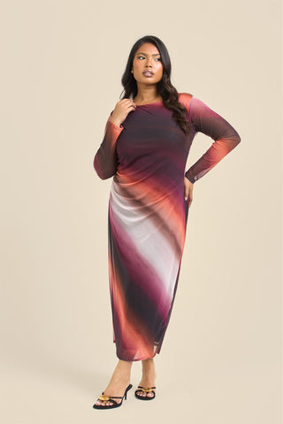 Curve Ombre mesh midi dress