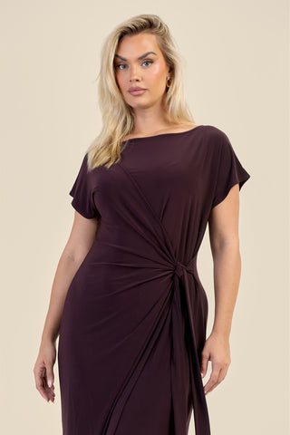 Curve Capped Sleeve Tie Side Midi Dress
