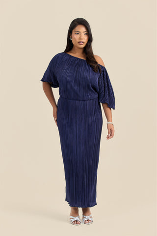 Curve Plisse Drop Shoulder Midaxi Dress