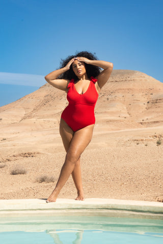Curve Sculpted Crinkle Tie Strap Swimsuit