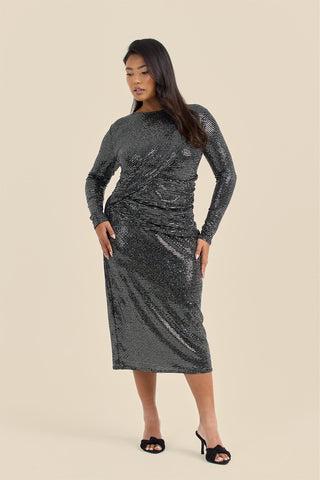 Curve sequin twist and drape midiaxi dress