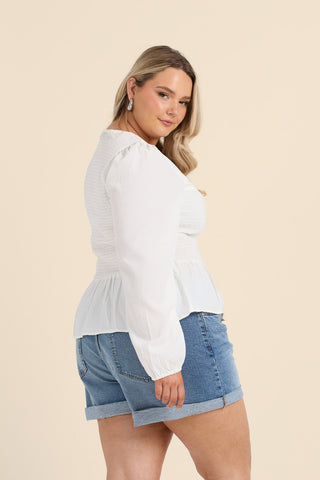 Curve Seersucker Peplum Top