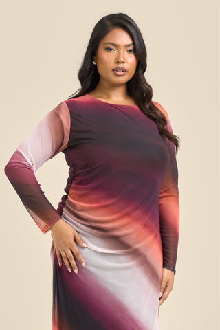 Curve Ombre mesh midi dress