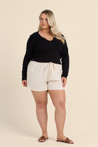 Curve Ribbed Notch Neck Top