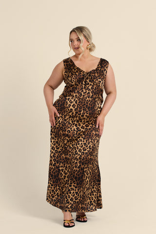 Curve Leopard Satin Slip Dress