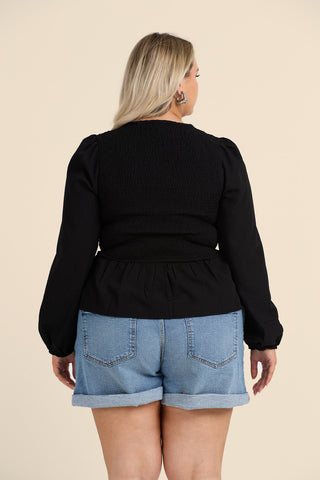 Curve Seersucker Peplum Top
