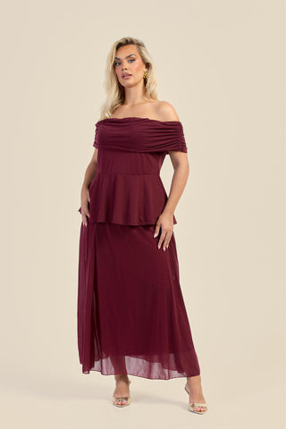 Curve Gathered Bardot Peplum Top