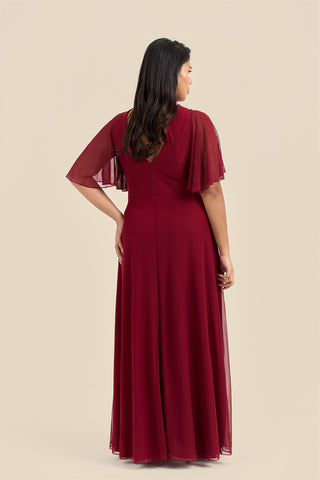 Curve Angel Sleeve Wrap Front Midi Dress