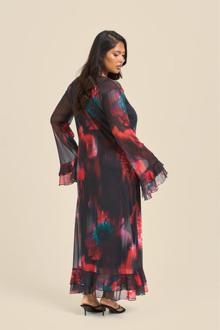 CURVE RUFFLE SWING STYLE LOOSE FIT MAXI DRESS