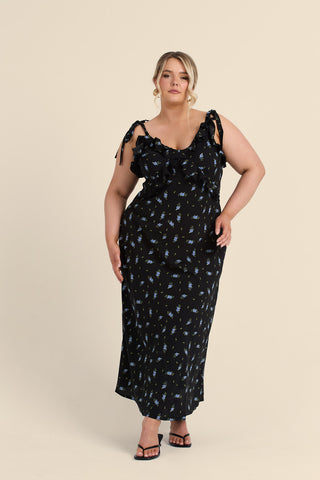 Curve Ditsy Print Strappy Midi Dress