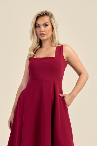 Curve Square Neck Flared Scuba Skater Dress
