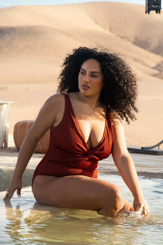 Curve Twist Front Crinkle Sculpting Swimsuit
