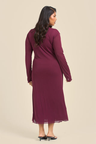 Curve Twisted Bodice Midi Dress In Knitted Textured Jersey