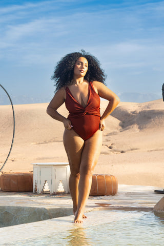 Curve Twist Front Crinkle Sculpting Swimsuit