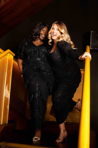 Curve All over Stretch Sequin Ruffle Maxi Dress