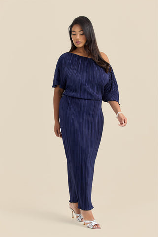 Curve Plisse Drop Shoulder Midaxi Dress