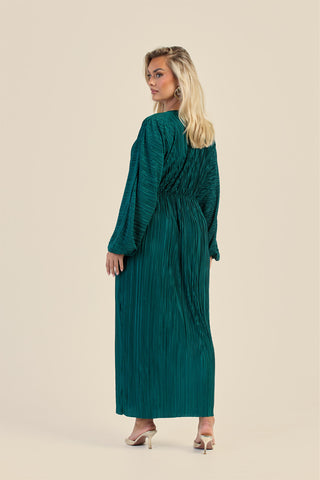 Curve Plisse Balloon Sleeve Maxi Dress