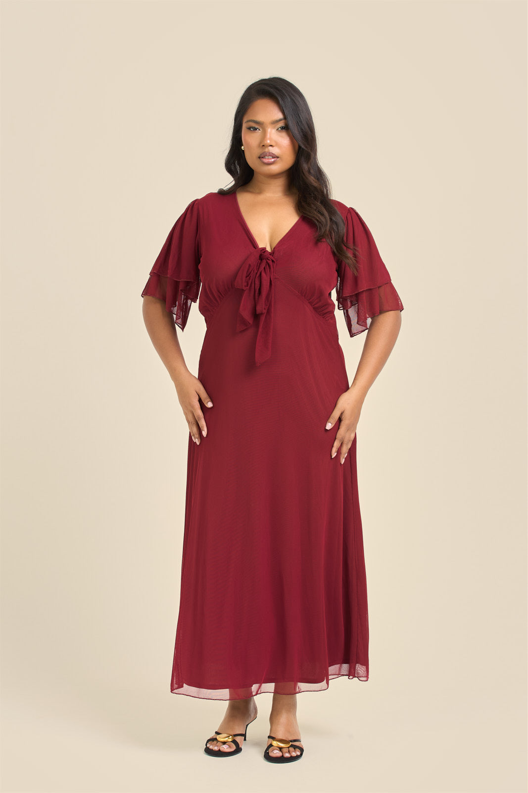 plus size burgundy midi dress Karen Millen Plus size Knit Rib With Contrast Waist Detail Collared Midi Dress in Burgundy