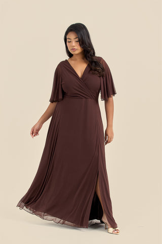 Curve Angel Sleeve Wrap Front Maxi Dress
