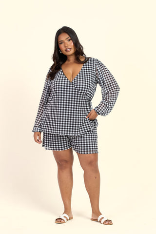 Curve Gingham Print Flippy Short