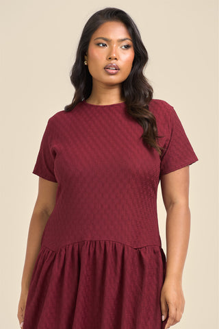 Curve Textured Drop Waist Smock Dress