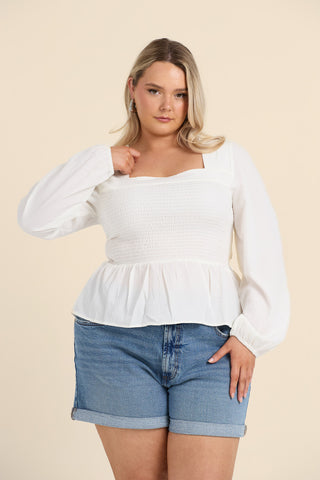 Curve Seersucker Peplum Top