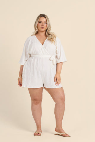 Curve Textured Tie Belt Resort Playsuit