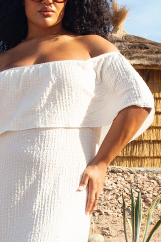 Curve Textured Bardot Resort Maxi Dress